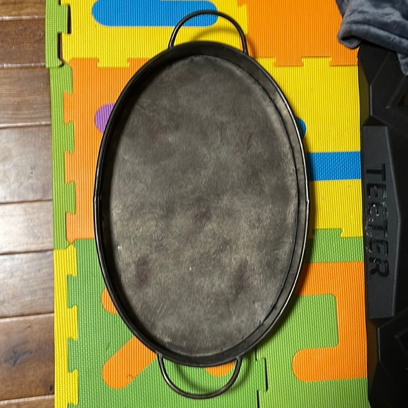 Bronze oval tray with handles - Picture 1 of 3